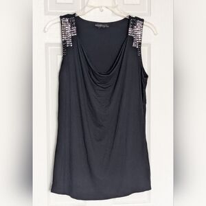 Design History Women's (Size L) Tank Top w/Cowl Neck & Sequins on Shoulders